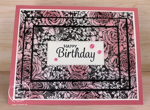 The new True Love Designer Series Paper is great to use with so many different techniques. It can be used as is or add a pop of color using the new Blending Brushes. This is the Triple Time Technique with Designer Paper. #stampinup #thestampcamp #glendasblog #tripletime