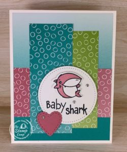 Yes, more baby shark cards. I warned you I am obsessed with the Shark Frenzy Bundle from Stampin' Up! I have so many fun cards and projects to show you this month! #thestampcamp #stampinup #babyshark