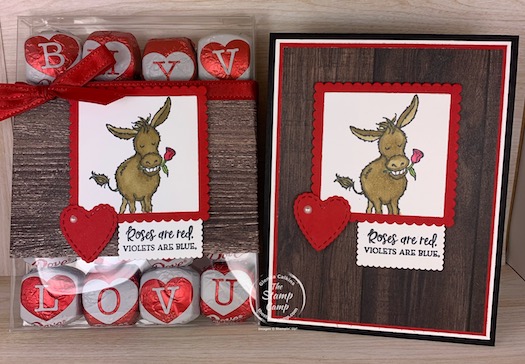 This little Donkey with the Rose in his mouth makes the perfect Valentine's Day Cards and Projects. This is a super sweet treat holder for your special Valentine. #thestampcamp #stampinup #valentine #darlingdonkeys