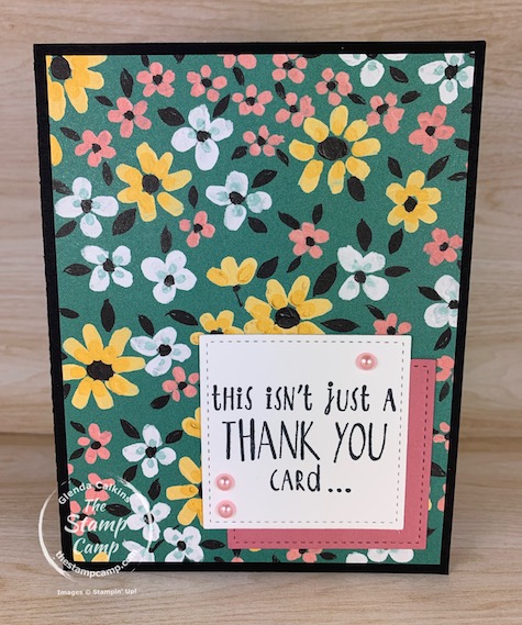 These are the final days to get the FREE Sale-a-bration Flower and Field Designer Series Paper. This was done for a sketch challenge at Try Stampin' On Tuesday. #thestampcamp #stampinup #flowerandfield