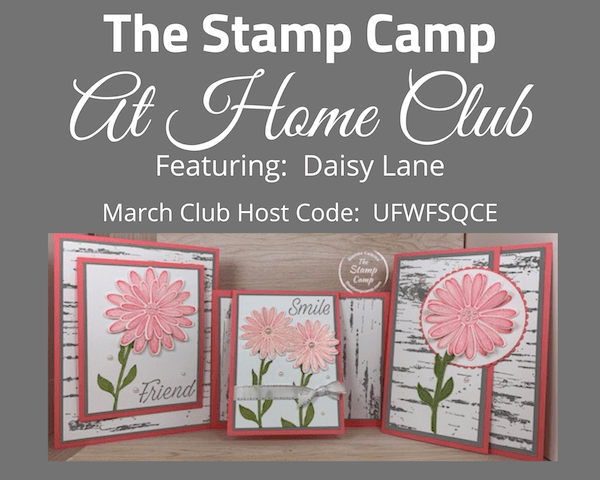 March Stamp Camp At Home Club Kit features the Daisy Lane stamp set and the Daisy Punches; plus the Birch Background stamp. Each card is a different fun fold and the kit contains all the cut card stock needed to create the cards. #thestampcamp #stampinup #cardkit