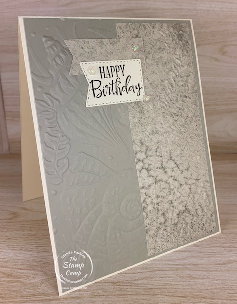 Why not let the beauty of the Seashell 3D embossing folder be the focal point to your card. Pair it with the Sand & Sea Designer Series Paper for the win! #thestampcamp #stampinup #cardsketch