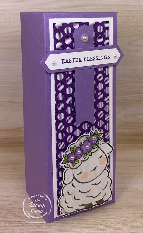 When I saw this little lamb Pez Dispenser I knew right away I was going to create something to hold it in. I created this box and used the little lamb from the Springtime Joy stamp set. It goes perfectly with this pez dispenser. #thestampcamp #stampinp #treatholder #easter