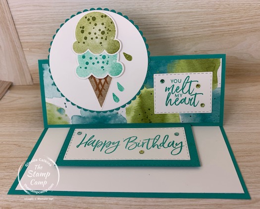 The Ice Cream Corner Designer Series Papers from Stampin' Up! have got me wanting Summer to come NOW! This pack of printed papers is beautiful with it's bright color combinations and the ice cream and popsicle images are making me hungry for summer. #thestampcamp #stampinup #funfold