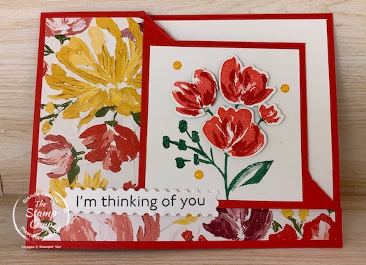 Have you tried last week Friday's Horizontal Corner Flip Fold yet? This is so fun and you can do it with a variety of stamp sets and Designer Papers. #thestampcamp #stampinup #cardfunfolds