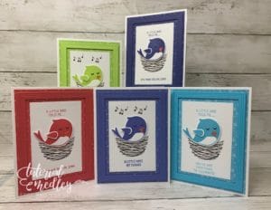 Stampin' Up! In Color Club Cards For July Featuring Sweet Songbirds Bundle