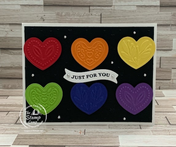 clean and simple handmade cards with adorning hearts embossing folders from the mini catalog